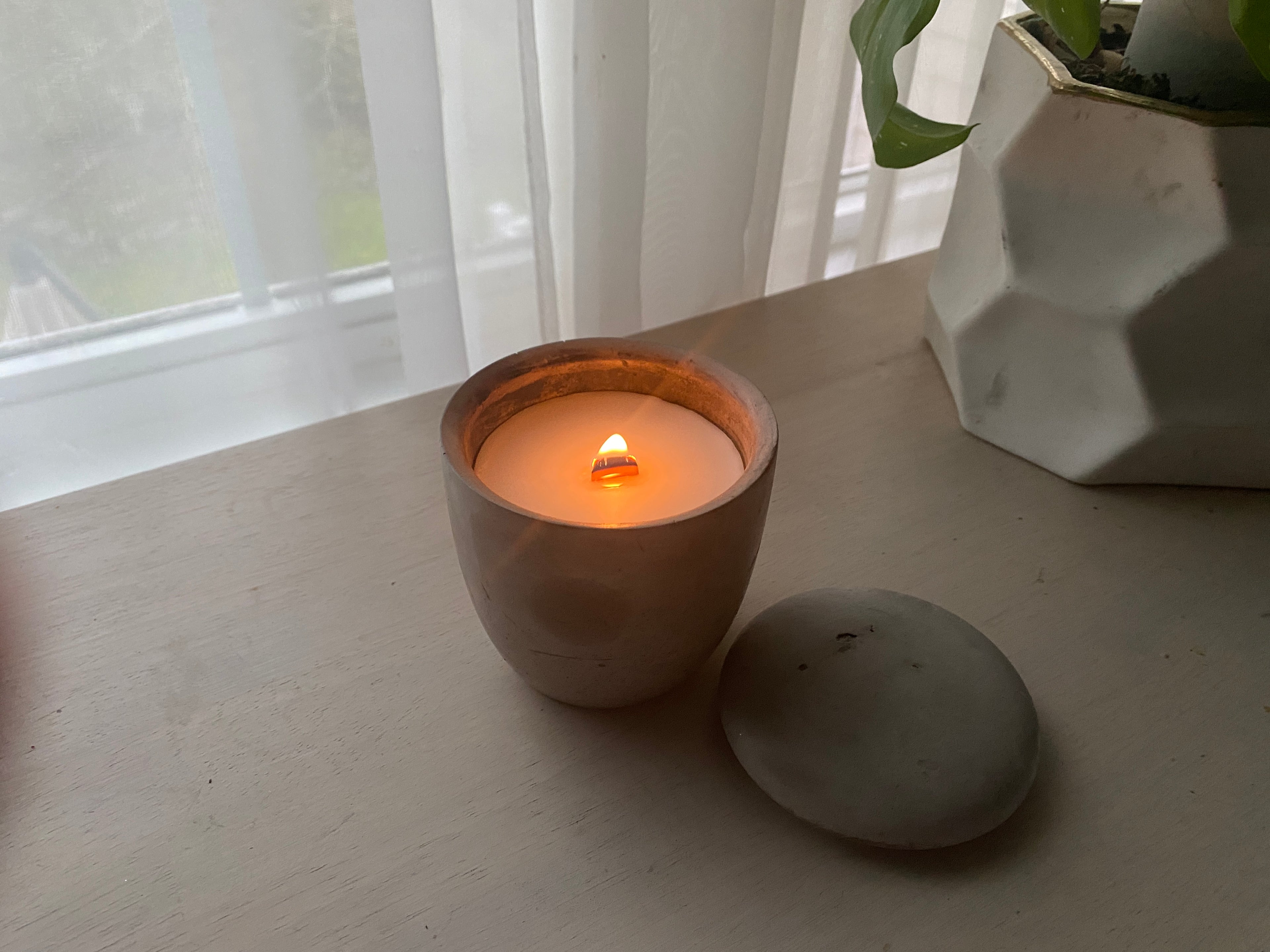 MIDI VASE CEMENT VESSEL ALL NATURAL CANDLE AND REFILL