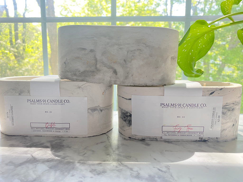OVAL CEMENT ALL NATURAL CANDLE