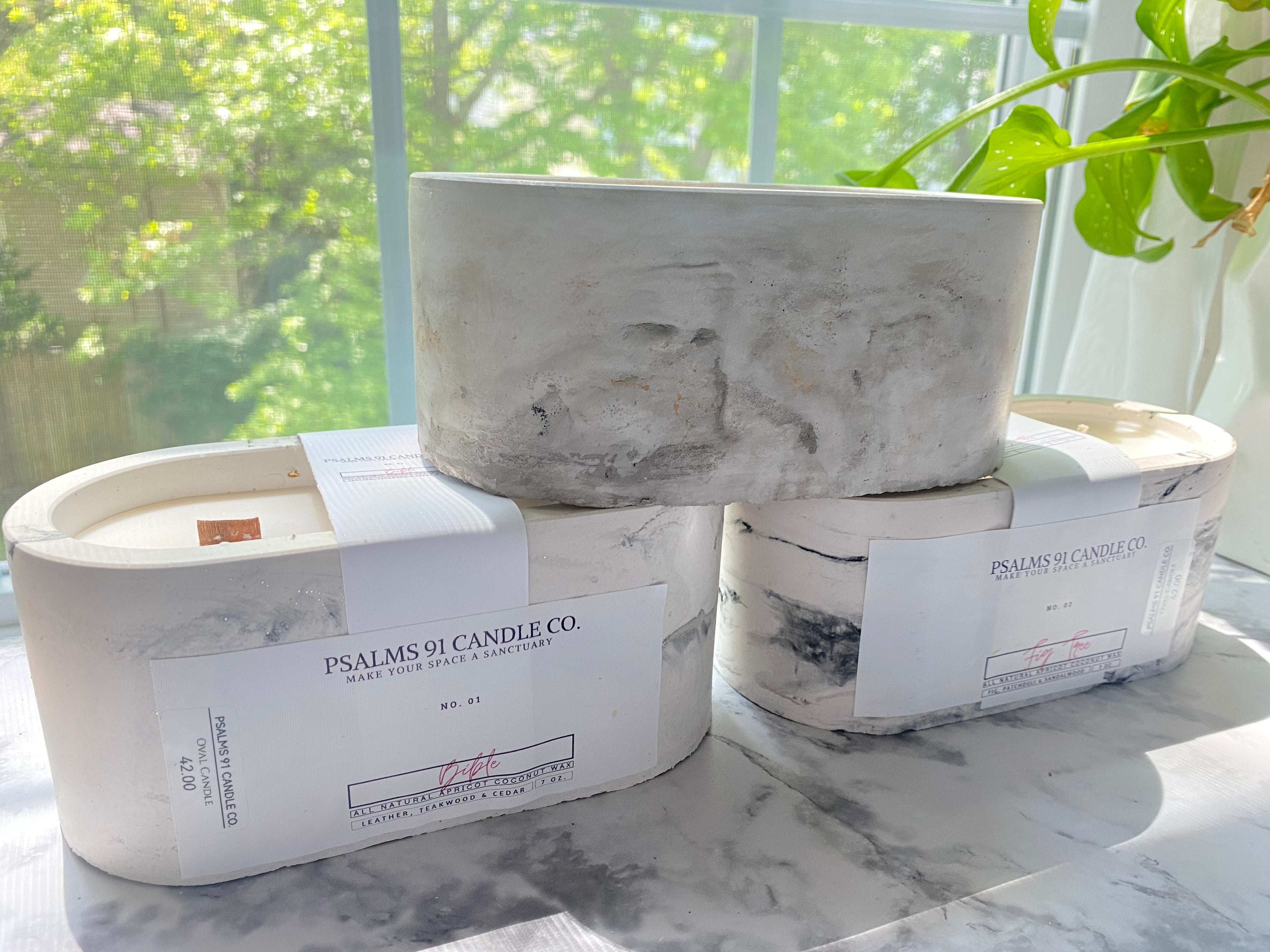 OVAL CEMENT ALL NATURAL CANDLE