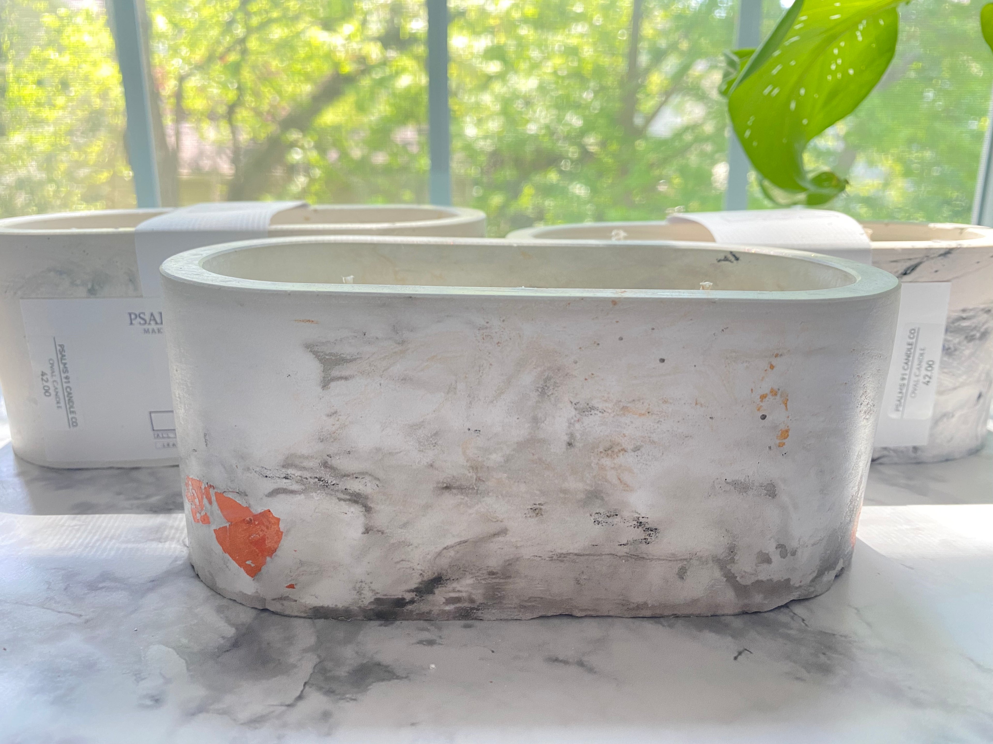 OVAL CEMENT ALL NATURAL CANDLE