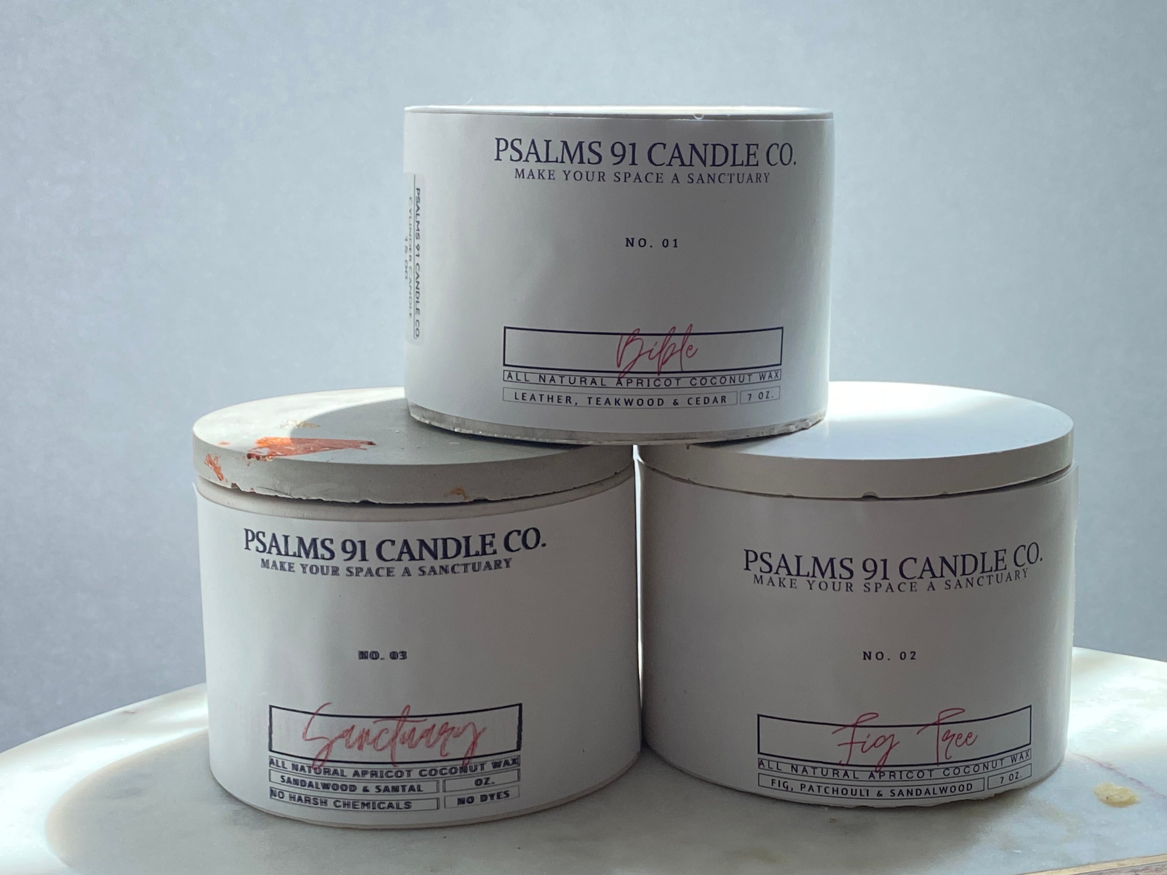 MINI CYLINDER CEMENT VESSEL ALL NATURAL CANDLE WITH LID