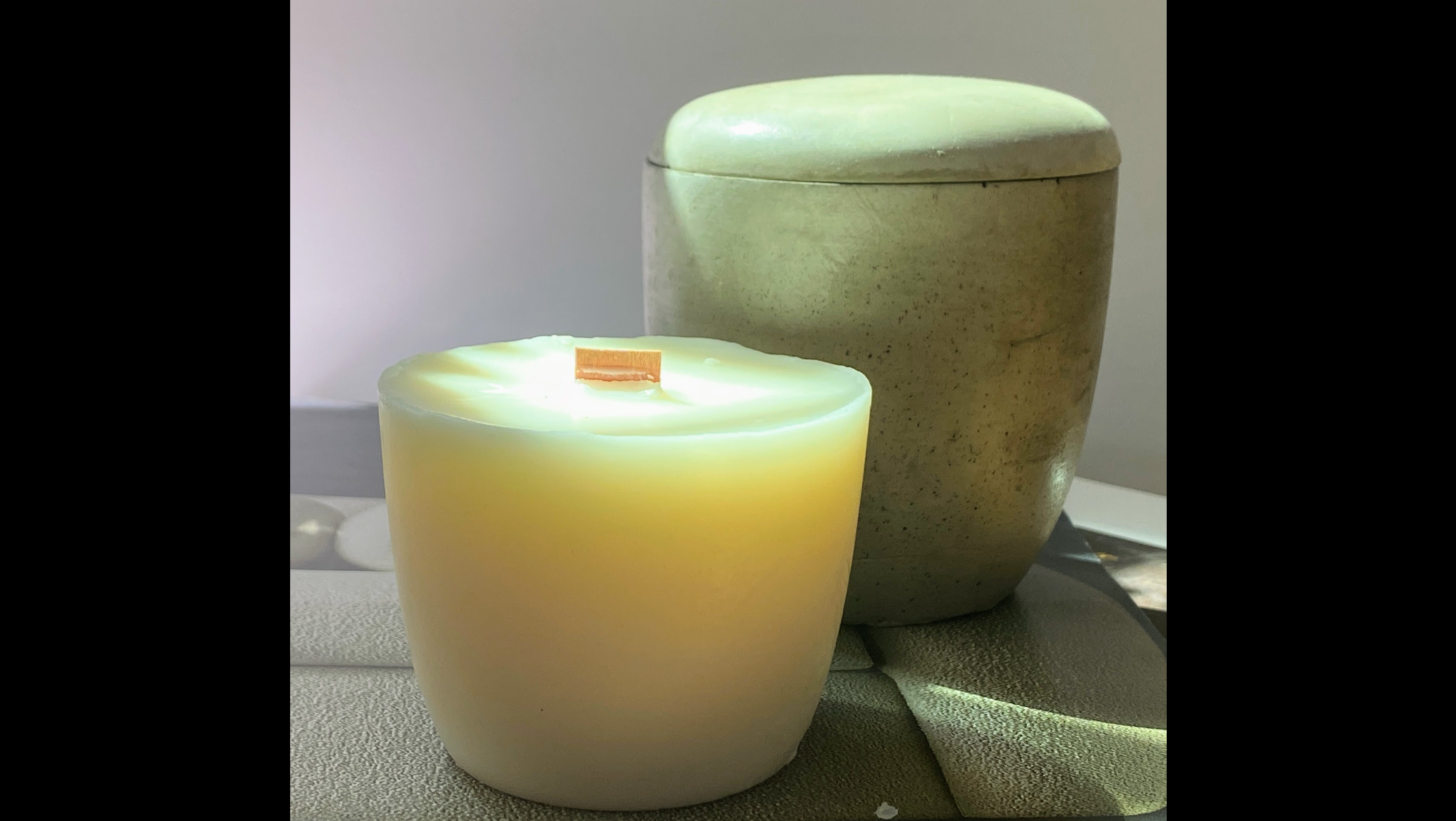 MIDI VASE CEMENT VESSEL ALL NATURAL CANDLE AND REFILL